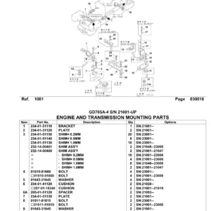 Komatsu GD705A-4 Motor Grader Parts Book PDF - S/N 21001-UP Illustrated Parts Catalog