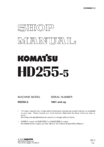 Komatsu HD255-5 Dump Truck Shop Manual - PDF Workshop Repair Guide