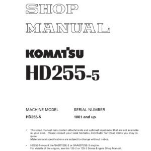 Komatsu HD255-5 Dump Truck Shop Manual - PDF Workshop Repair Guide