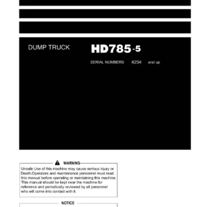 Komatsu HD785-5 Dump Truck Operation & Maintenance Manual - PEN00042-03 PDF