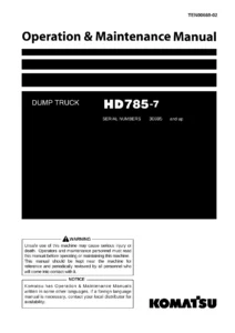 Komatsu HD785-7 Dump Truck Operation & Maintenance Manual - PDF Download