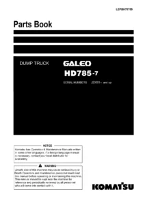Komatsu HD785-7 GALEO Dump Truck Parts Book PDF - Serial J20001 & Up