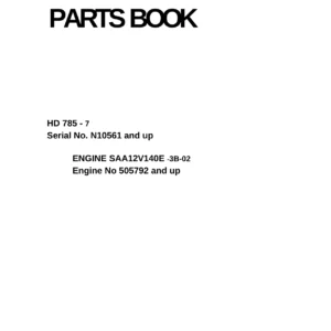 Komatsu HD785-7 Parts Book Serial N10561 and Up SAA12V140E -3B-02 FEN02186-00-N1-01