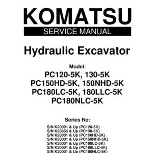 Komatsu PC120-5K PC130-5K PC150HD-5K and PC180LC-5K Hydraulic Excavator Service Manual