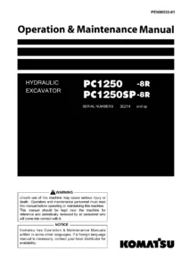Komatsu PC1250-8R PC1250SP-8R Hydraulic Excavator Operation & Maintenance Manual