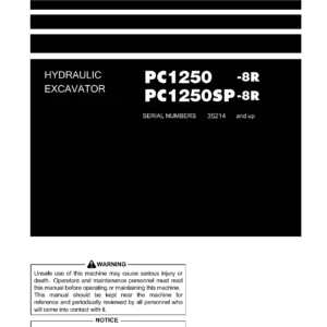 Komatsu PC1250-8R PC1250SP-8R Hydraulic Excavator Operation & Maintenance Manual