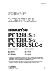 Komatsu PC128US-2 PC138US-2 PC138USLC-2 Excavator Shop Manual PDF Download