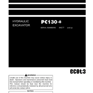 Komatsu PC130-8 Hydraulic Excavator Operation & Maintenance Manual - PDF Download