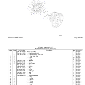 Komatsu PC130-8 Hydraulic Excavator Parts Catalog PDF - Serial B10001 and Up
