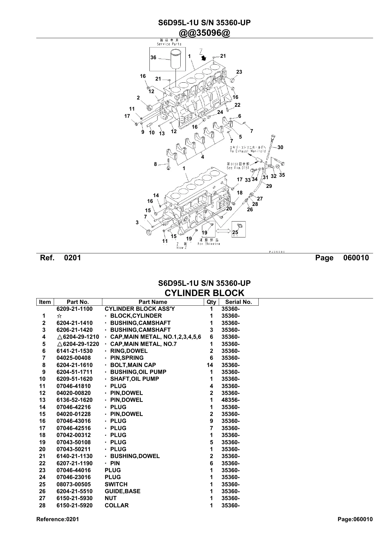 Komatsu PC200-5 Excavator Parts Catalog Manual - PC200-5 S/N 45001-UP - Image 2