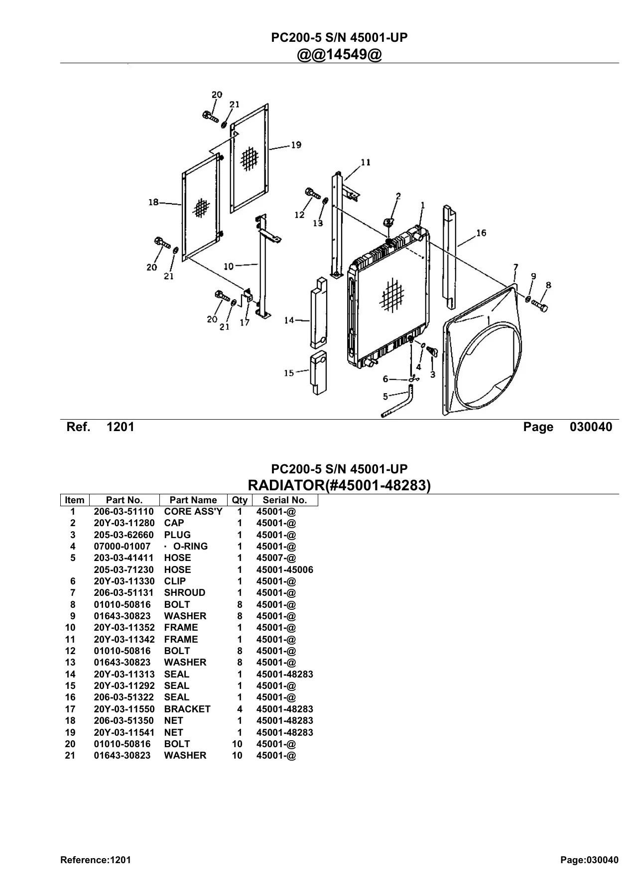 Komatsu PC200-5 Excavator Parts Catalog Manual - PC200-5 S/N 45001-UP - Image 3