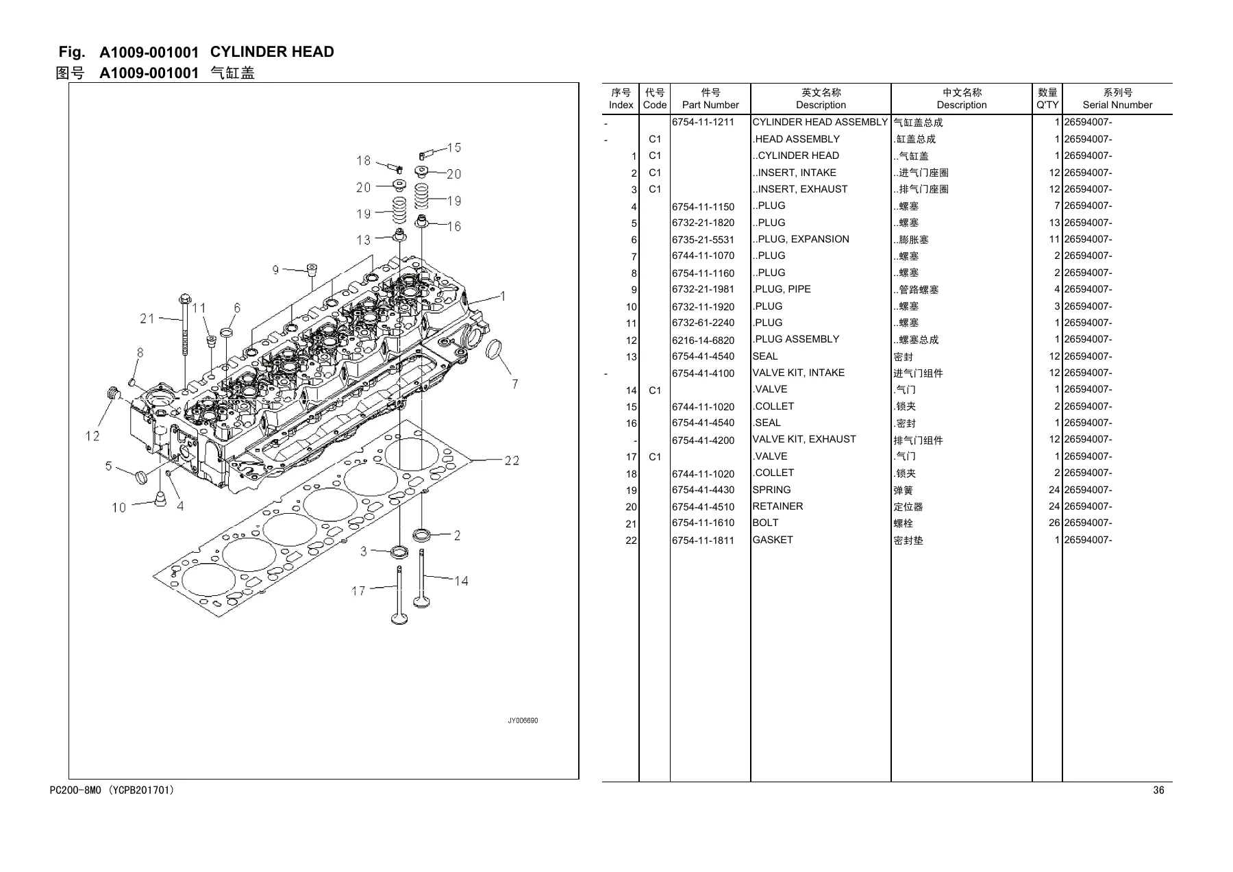 Komatsu PC200-8M0 PC200LC-8M0 PC210-8M0 PC210LC-8M0 Parts Book YCPB201701 - Image 2