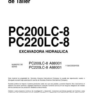 Komatsu PC200LC-8 PC220LC-8 Manual de Taller en Español – GSBM00901 – 2009