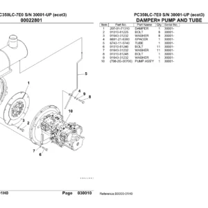 Komatsu PC350LC-7E0 Excavator Parts Catalog - S/N 30001 & Up PDF Manual
