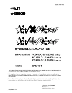 Komatsu PC360LC-10 PC390LC-10 Hydraulic Excavator Shop Manual 2010 - 2041 Pages PDF