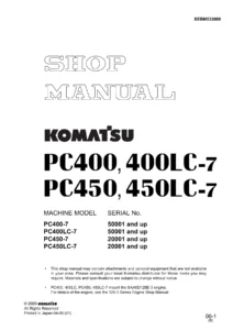 Komatsu PC400-7 PC400LC-7 PC450-7 PC450LC-7 Shop Manual - Full Workshop PDF