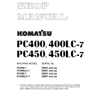 Komatsu PC400-7 PC400LC-7 PC450-7 PC450LC-7 Shop Manual - Full Workshop PDF