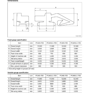 Komatsu PC400-7E0 PC450-7E0 Excavator Shop Manual - SEN03578-01
