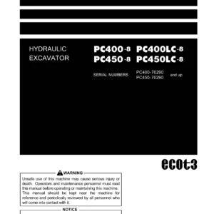Komatsu PC400-8 PC400LC-8 PC450-8 PC450LC-8 Hydraulic Excavator Operation & Maintenance Manual