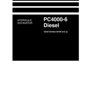 Komatsu PC4000-6 Diesel Hydraulic Mining Excavator Shop Manual - Serial 08199 and Up