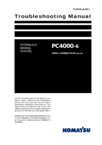 Komatsu PC4000-6 Hydraulic Mining Shovel Troubleshooting Manual – Serial 08199 & Up (PDF)