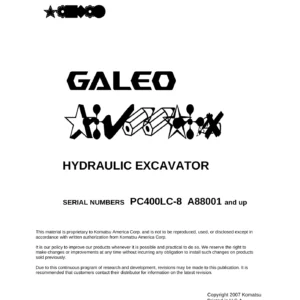 Komatsu PC400LC-8 Hydraulic Excavator Shop Manual - A88001 and Up (CEBM018801)