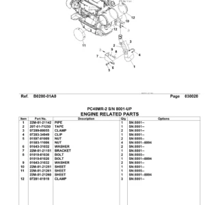 Komatsu PC40MR-2 Parts Book PDF - Serial 8001-Up Mini Excavator Parts Catalog