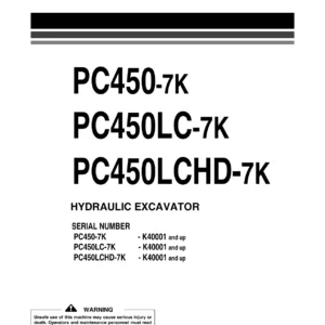 Komatsu PC450-7K PC450LC-7K PC450LCHD-7K Excavator Operation and Maintenance Manual - PDF