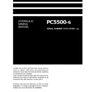 Komatsu PC5500-6 Hydraulic Mining Shovel Troubleshooting Manual TS 15110-xD-GB-0 - PDF