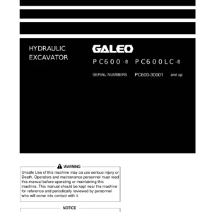 Komatsu PC600-8 PC600LC-8 GALEO Hydraulic Excavator Operation & Maintenance Manual