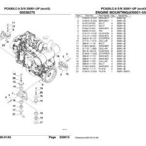 Komatsu PC600LC-8 Excavator Parts Catalog SN 30001-Up – Full PDF