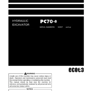 Komatsu PC70-8 Hydraulic Excavator Operation & Maintenance Manual - PEN00808-00