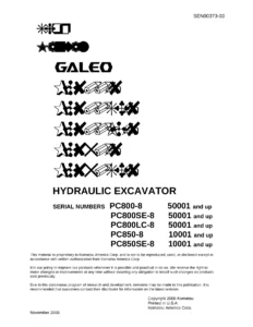 Komatsu PC800-8 PC850-8 Hydraulic Excavator Shop Manual - SEN00373-03 PDF