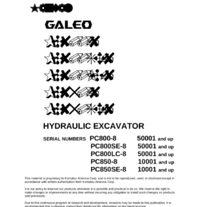 Komatsu PC800-8 PC850-8 Hydraulic Excavator Shop Manual - SEN00373-03 PDF