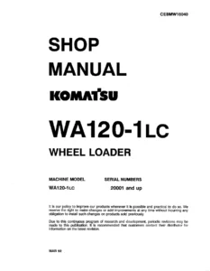 Komatsu WA120-1LC Wheel Loader Shop Manual - CEBMW16040 PDF Repair Guide