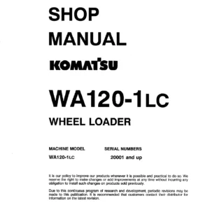 Komatsu WA120-1LC Wheel Loader Shop Manual - CEBMW16040 PDF Repair Guide