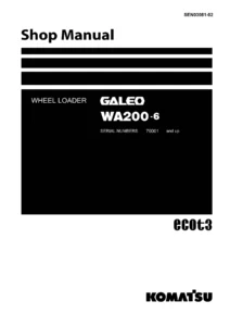 Komatsu WA200-6 Wheel Loader Shop Manual SEN03081-02 (Serial 70001 and Up)