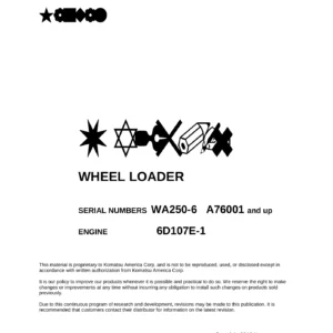 Komatsu WA250-6 Wheel Loader Operation & Maintenance Manual CEAM000503 - PDF Download