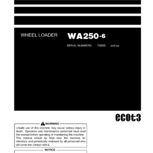 Komatsu WA250-6 Wheel Loader Operation & Maintenance Manual - Serial 75865 and Up