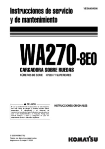 Komatsu WA270-8E0 Manual de Operación y Mantenimiento VESAM34000 - Cargadora sobre Ruedas - PDF Español