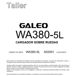 Komatsu WA380-5L Manual de Taller en Español - GSBM009702, Secciones 01, 10 y 20