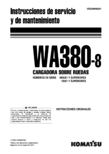 Komatsu WA380-8 Cargadora sobre Ruedas - Manual de Operación y Mantenimiento 2017 (PDF en Español)