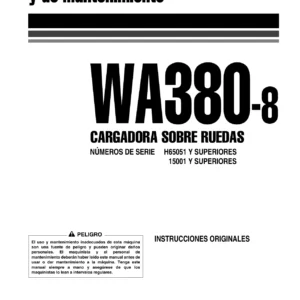 Komatsu WA380-8 Cargadora sobre Ruedas - Manual de Operación y Mantenimiento 2017 (PDF en Español)