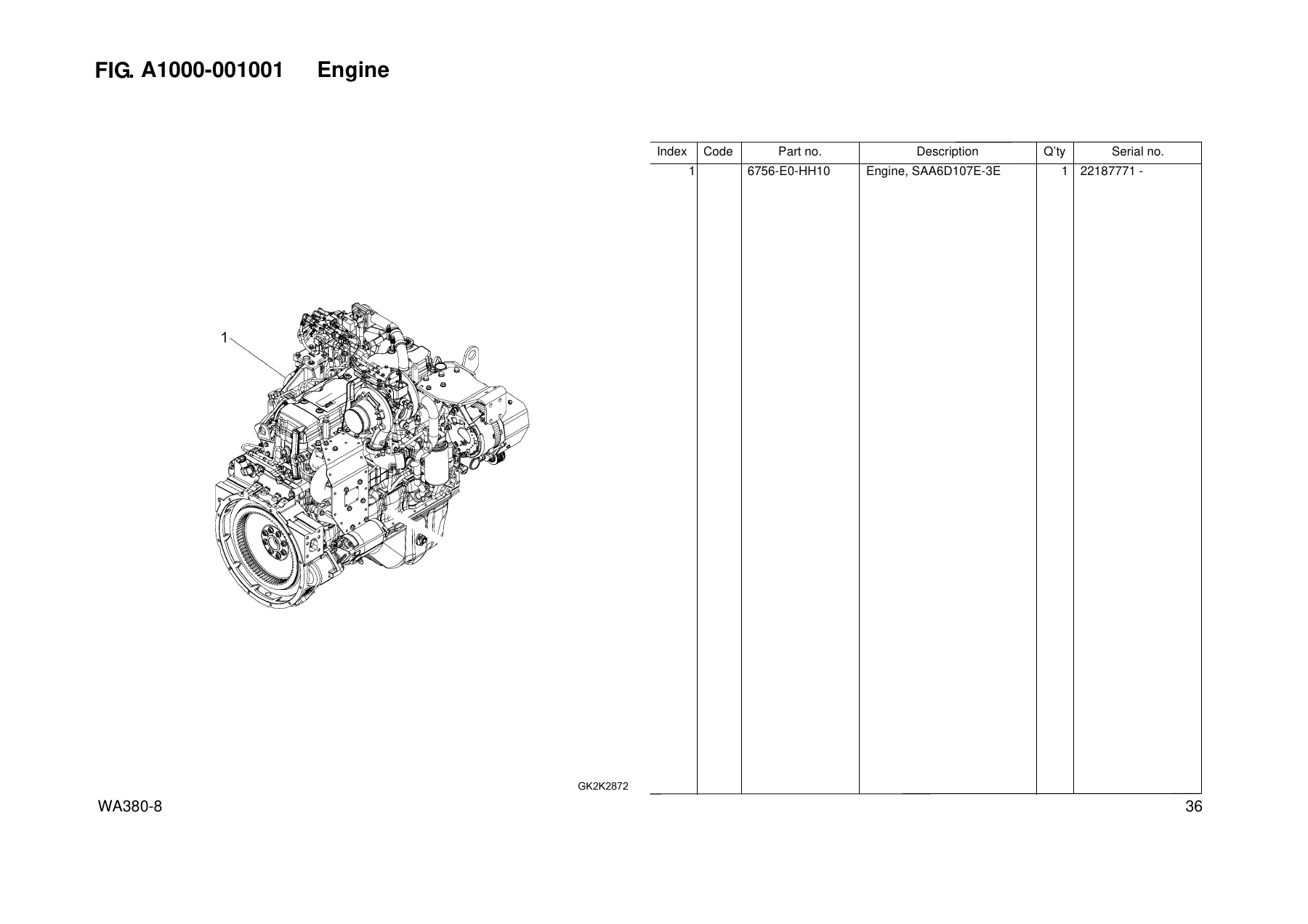 Komatsu WA380-8 Wheel Loader Parts Book Manual - Serial No H65051 and up (VENPB48000) - Image 2