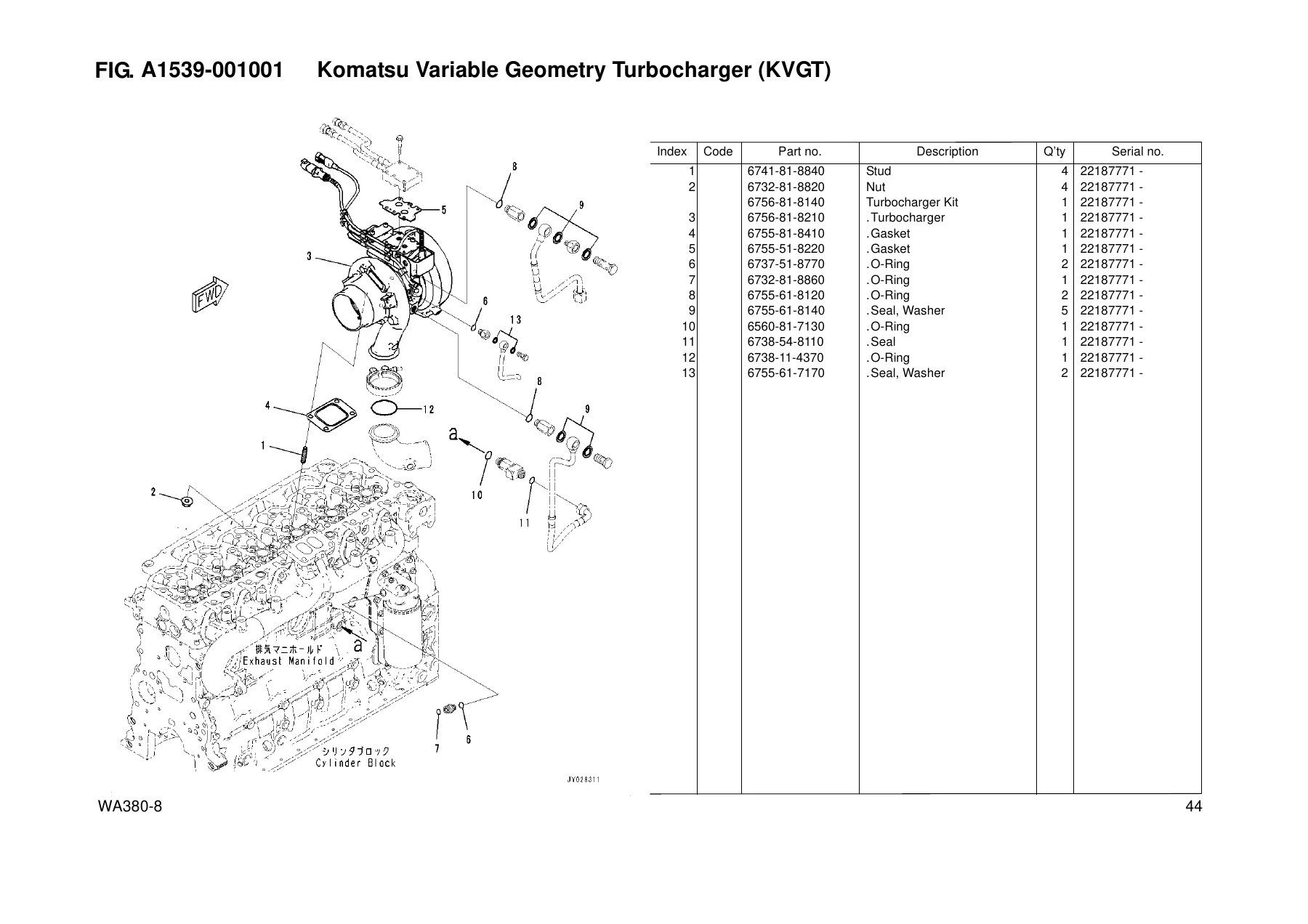 Komatsu WA380-8 Wheel Loader Parts Book Manual - Serial No H65051 and up (VENPB48000) - Image 3