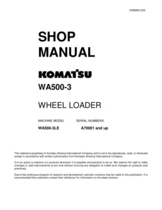 Komatsu WA500-3LE Wheel Loader Chassis Shop Manual CEBM001202 - A70001 and Up