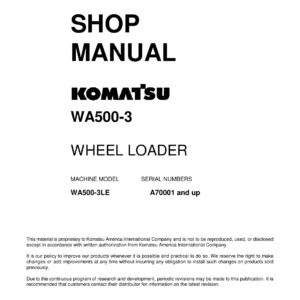 Komatsu WA500-3LE Wheel Loader Chassis Shop Manual CEBM001202 - A70001 and Up