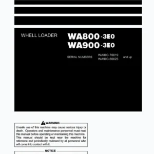 Komatsu WA800-3E0 WA900-3E0 Wheel Loader Operation and Maintenance Manual - TEN00300-00