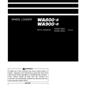 Komatsu WA800-8 WA900-8 Wheel Loader Operation & Maintenance Manual - PDF Download