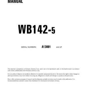 Komatsu WB142-5 Backhoe Loader Shop Manual 2009 CEBM018902 PDF Download